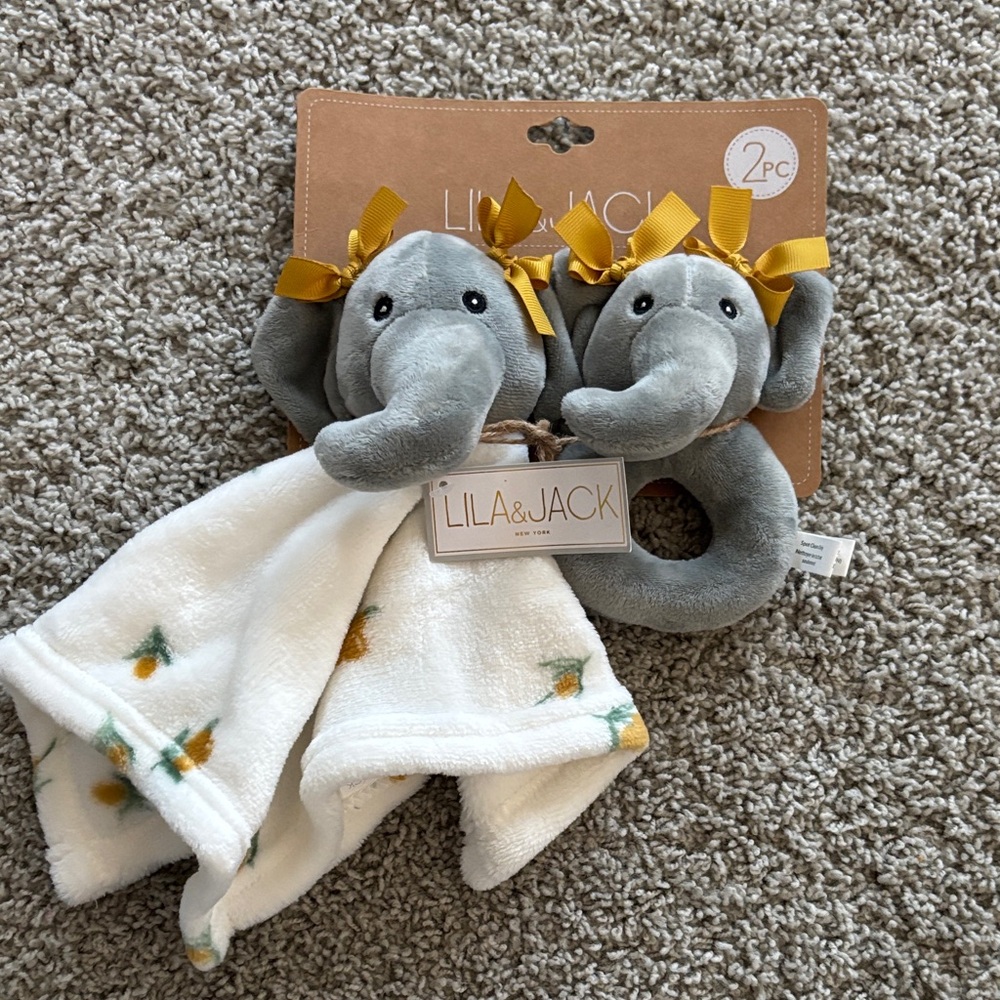 NEW! Lila & Jack Elephant Baby Comfort Set